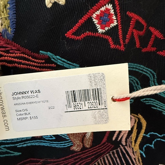 Johnny Was Black Tote with Colorful Embroidery - Picture 4 of 4